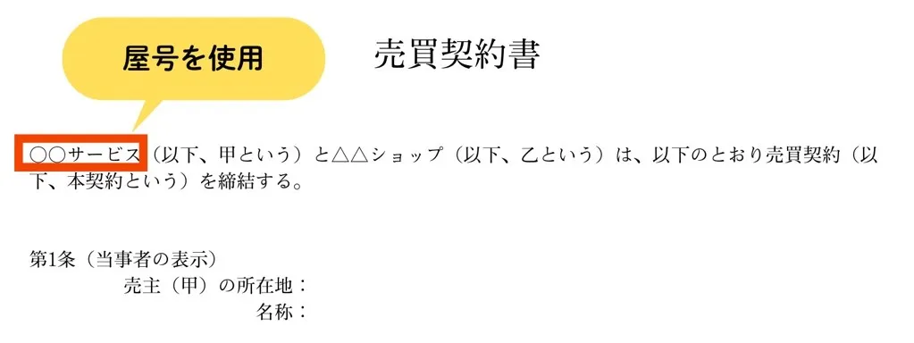 契約書での屋号の使用例