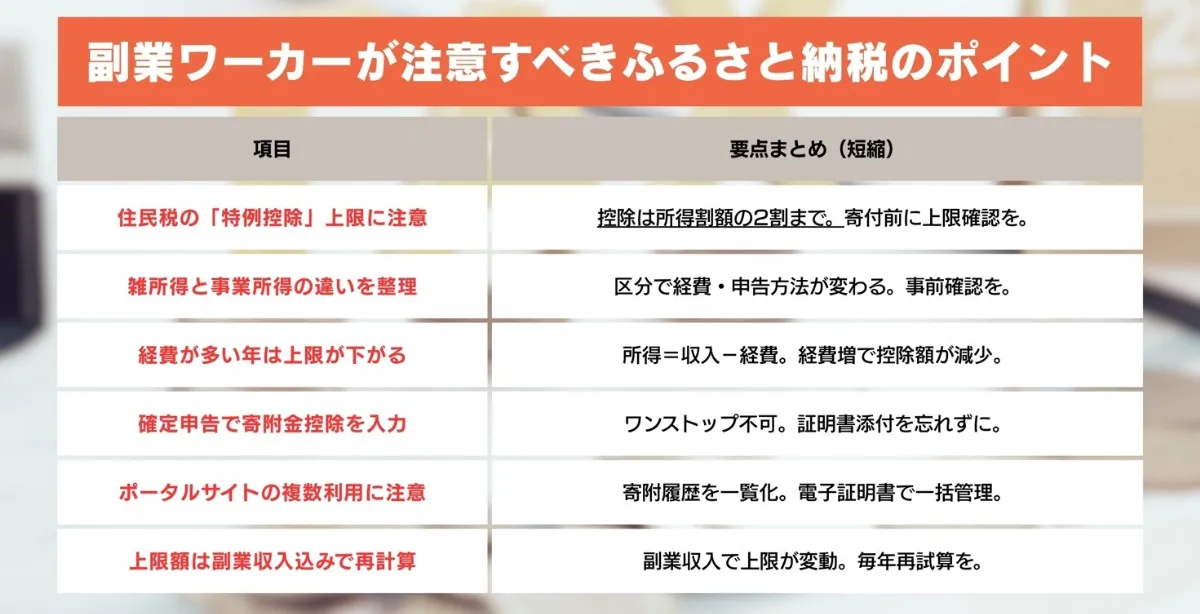 副業ワーカーが注意すべきふるさと納税のポイント